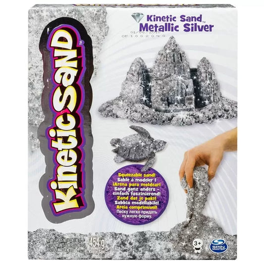 NISIP KINETIC METALE SI MINERALE STRALUCITOARE ARGINTIU, KINETIC SAND