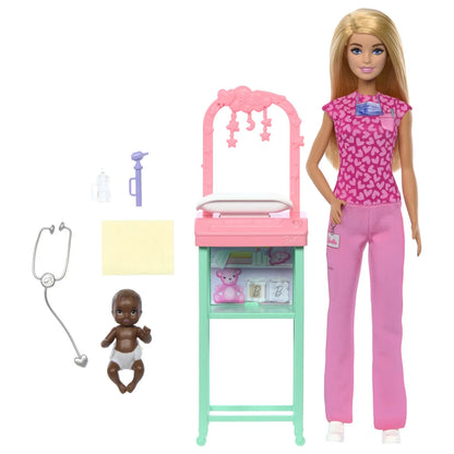 BARBIE SET DE JOACA PAPUSA BARBIE BLONDA FACE CARIERA PEDIATRU, BARBIE - I CAN BE
