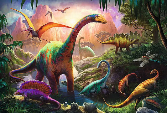 PUZZLE TREFL 100 PE TARAMUL DINOZAURILOR, TREFL 100P
