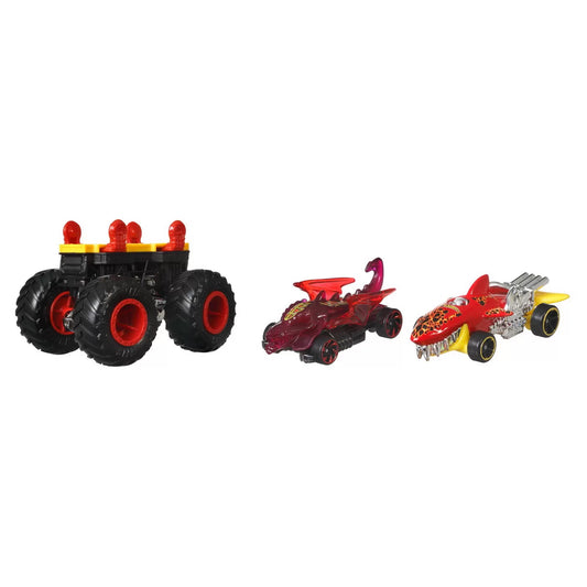 HOT WHEELS MONSTER TRUCK CU MASINUTE NEAGRU SI ROSU, HOT WHEELS - MONSTER TRUCK