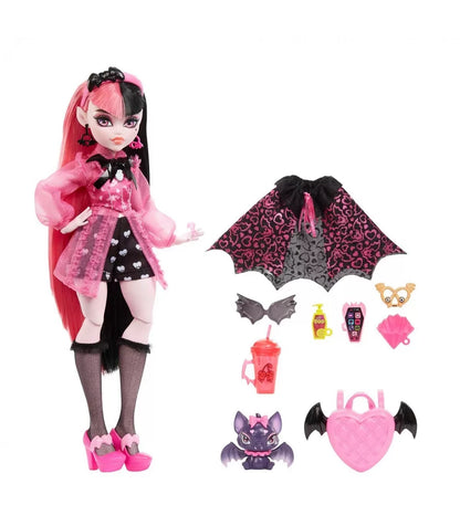 MONSTER HIGH PAPUSA DRACULAURA CU ANIMALUT SI ACCESORII, MONSTER HIGH