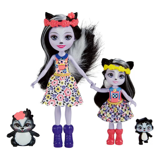 ENCHANTIMALS SET PAPUSI SURORI SI ANIMALUTELE LOR SAGE SKUNK SI CAPER SI SABELLA SKUNK SI STRIPER, ENCHANTIMALS - SET