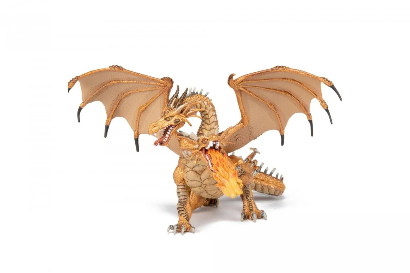 PAPO FIGURINA DRAGON CU DOUA CAPETE AURIU, PERSONAJE MEDIEVALE FANTASTICE