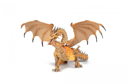PAPO FIGURINA DRAGON CU DOUA CAPETE AURIU, PERSONAJE MEDIEVALE FANTASTICE