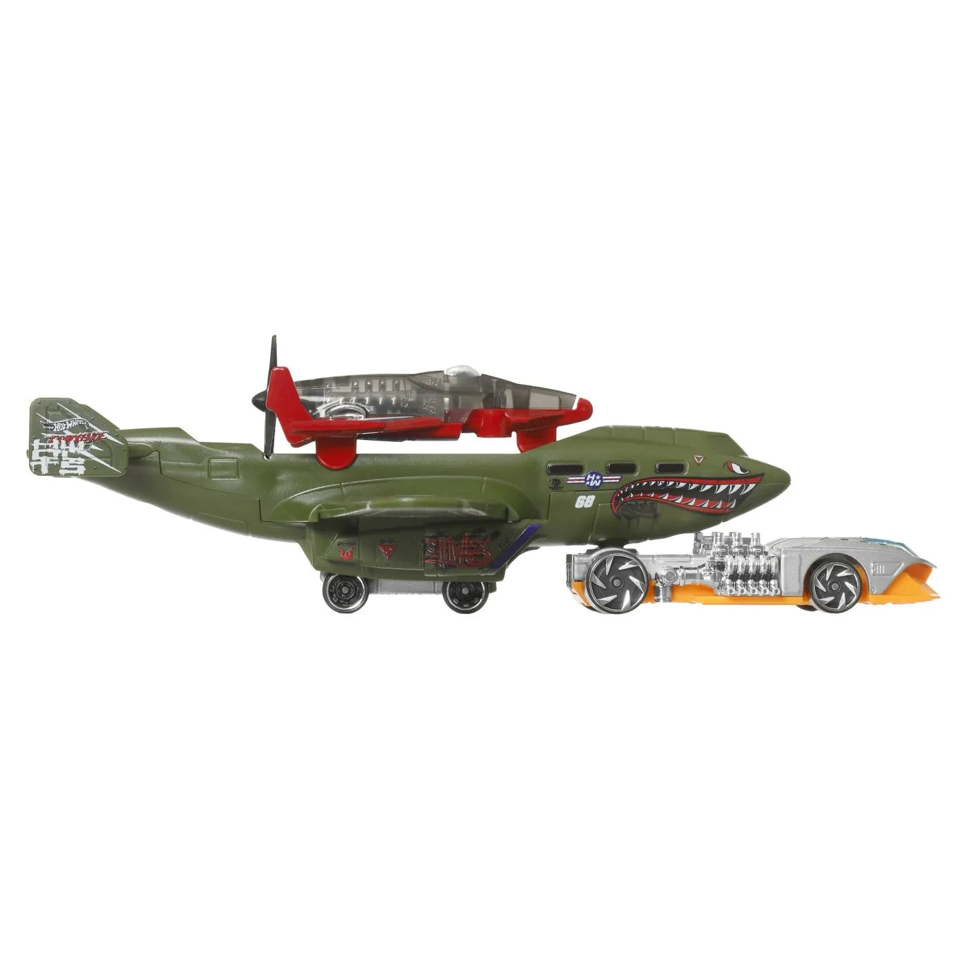 SET AVION SI MASINA HOT WHEELS SUPER RIGS TURBOLENCE TUG , HOT WHEELS - VEHICULE