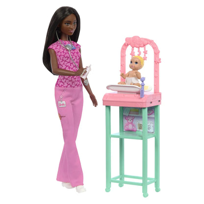 BARBIE SET DE JOACA PAPUSA BARBIE BRUNETA FACE CARIERA PEDIATRU, BARBIE - I CAN BE
