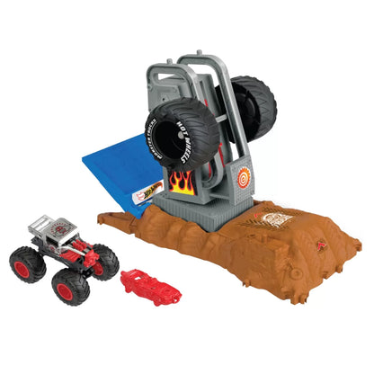 HOT WHEELS MONSTER TRUCKS ENTRY CHALLENGE ARENA SMASHERS PROVOCAREA TIRE PRESS, HOT WHEELS - MONSTER TRUCK