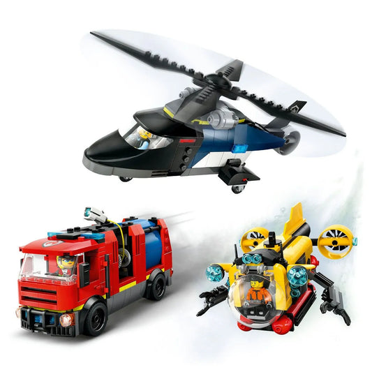LEGO CITY ELICOPTER, CAMION DE POMPIERI SI SUBMARIN REMIXATE 60462, LEGO CITY