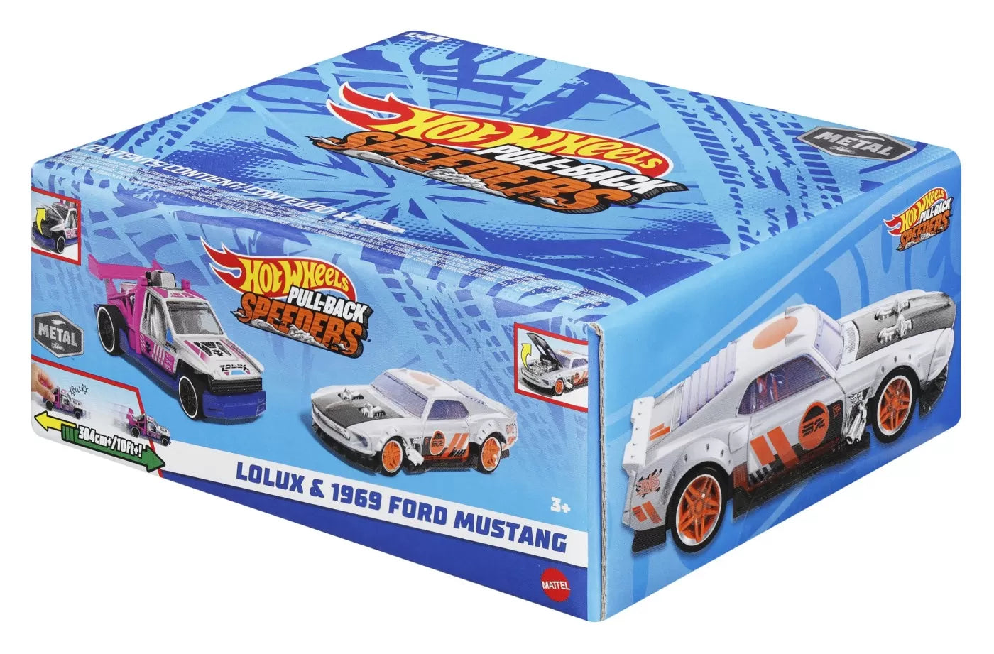 HOT WHEELS SET 2 MASINUTE METALICE PULL BACK LOLUX SI 1969 FORD MUSTANG 1:43, HOT WHEELS - VEHICULE