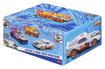 HOT WHEELS SET 2 MASINUTE METALICE PULL BACK LOLUX SI 1969 FORD MUSTANG 1:43, HOT WHEELS - VEHICULE