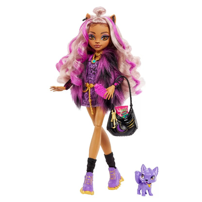 MONSTER HIGH PAPUSA CLAWDEEN WOLF CU ANIMALUT SI ACCESORII, MONSTER HIGH