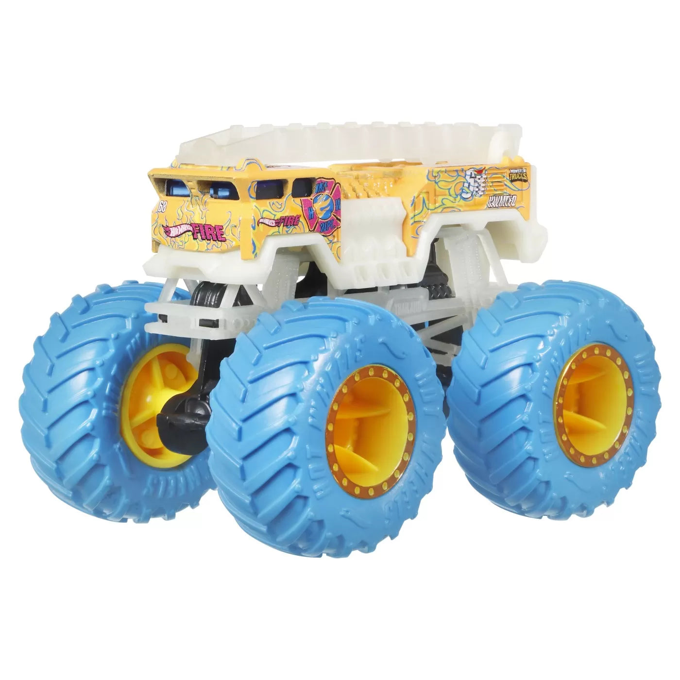 HOT WHEELS MONSTER TRUCK GLOW IN THE DARK MASINUTA 5 ALARM SCARA 1:64, HOT WHEELS - MONSTER TRUCK