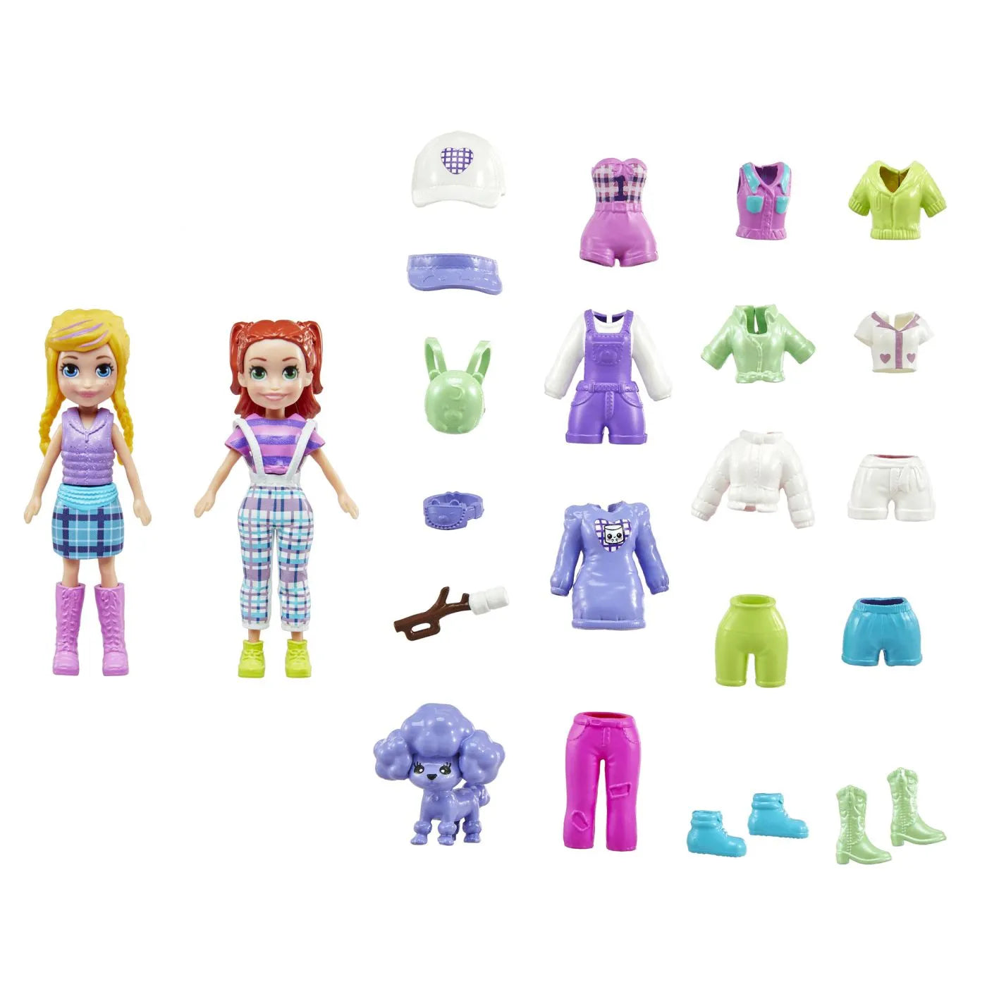 POLLY POCKET SET 2 PAPUSI SI ACCESORII 27 PIESE, POLLY POCKET