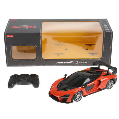 MASINA CU TELECOMANDA McLAREN SENNA PORTOCALIU CU SCARA 1 LA 18, RASTAR 1:18