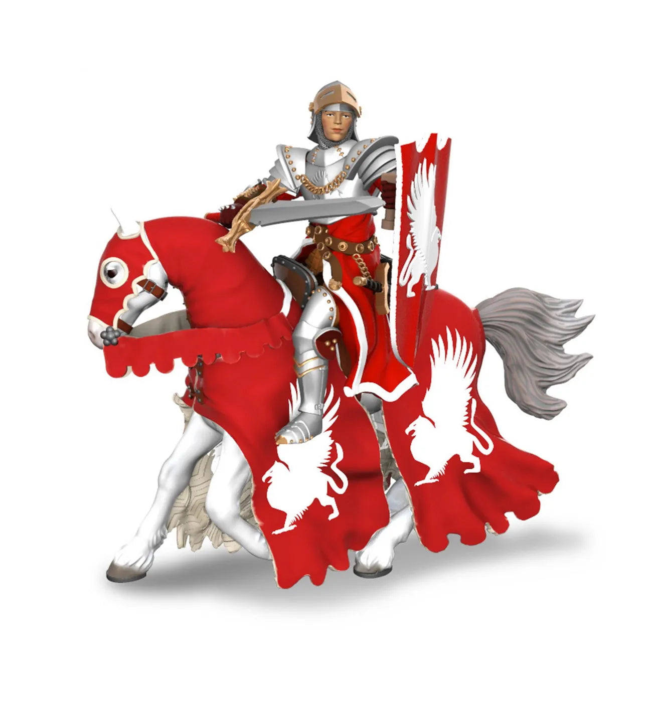 PAPO FIGURINA CAL CAVALERULUI MEDIEVAL GRIFON, PERSONAJE MEDIEVALE FANTASTICE