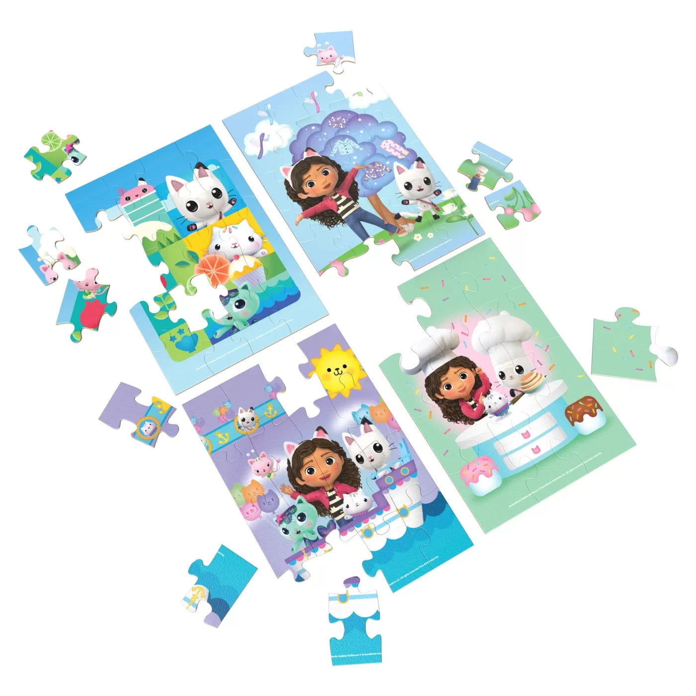 GABBYS DOLLHOUSE SET 4 PUZZLE DIN LEMN, GABBYS DOLLHOUSE