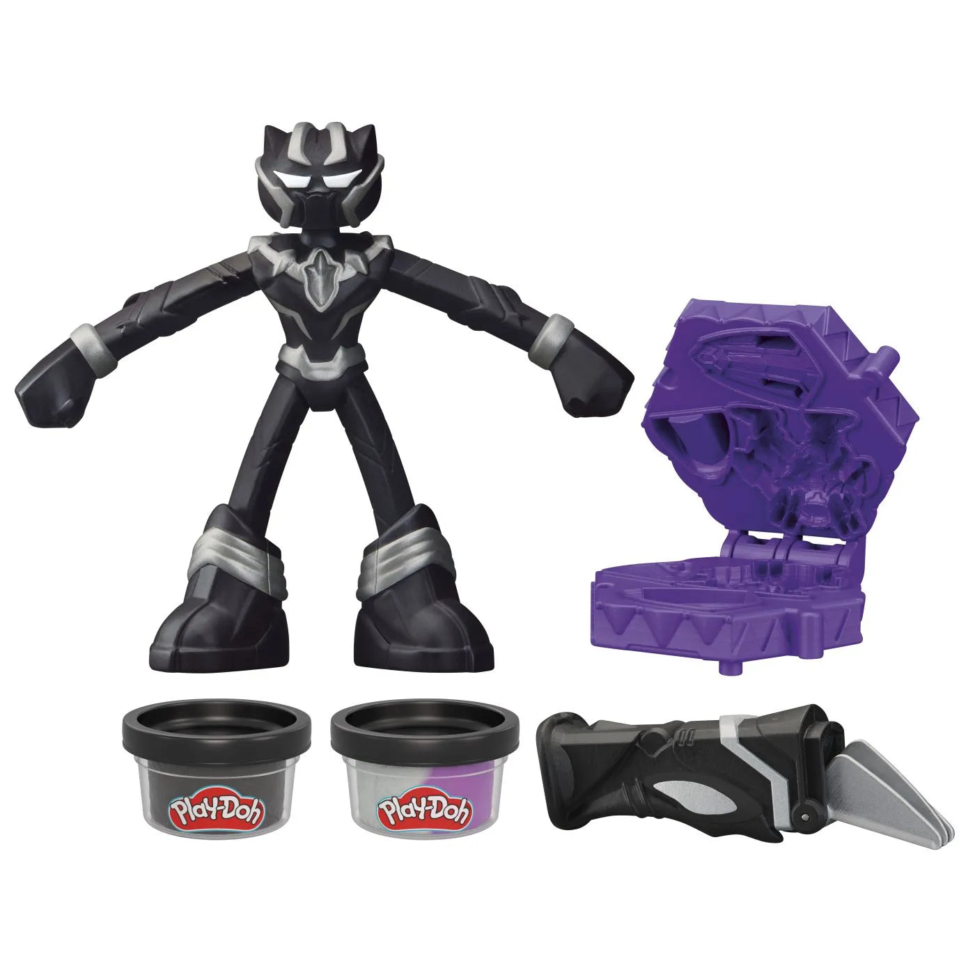 PLAY-DOH MARVEL FIGURINA FLEXIBILA CU ACCESORII BLACK PANTHER 10CM	, PLAY-DOH