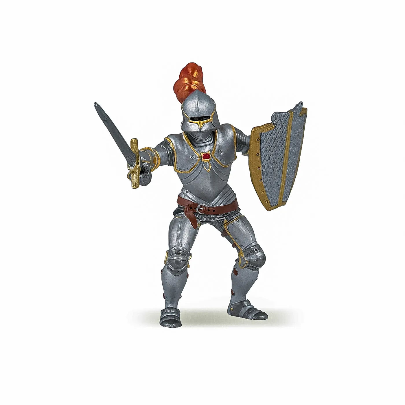 PAPO FIGURINA CAVALER IN ARMURA ROSIE, PERSONAJE MEDIEVALE FANTASTICE