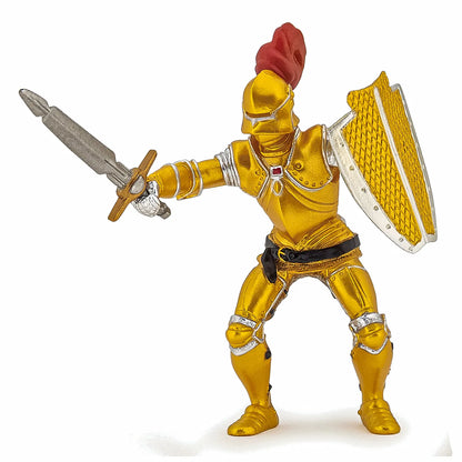 PAPO FIGURINA CAVALER IN ARMURA AURIE, PERSONAJE MEDIEVALE FANTASTICE
