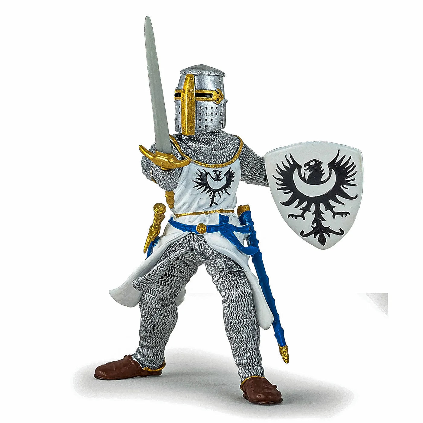 PAPO FIGURINA CAVALER ALB CU SABIE, PERSONAJE MEDIEVALE FANTASTICE