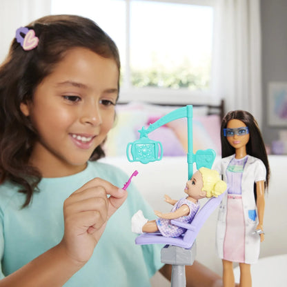 BARBIE SET DE JOACA PAPUSA BARBIE BRUNETA FACE CARIERA STOMATOLOG, BARBIE - I CAN BE