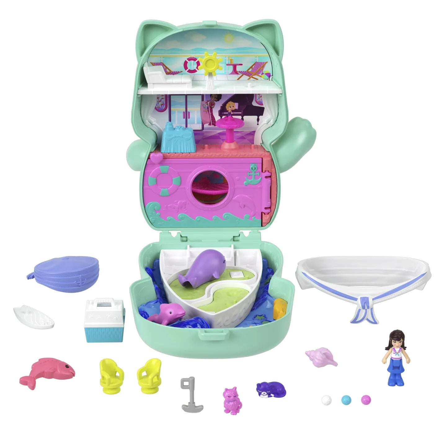 POLLY POCKET SET GENTUTA ANIMALUT PISICUTA MARINAR CU ACCESORII, POLLY POCKET