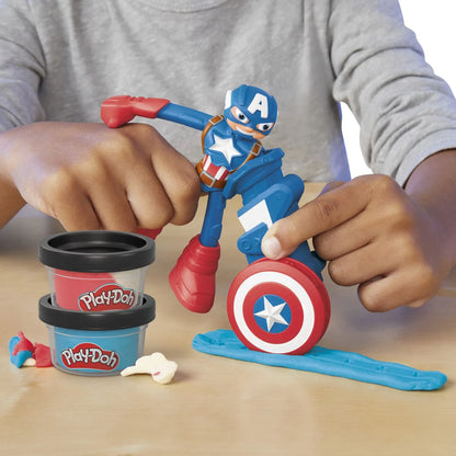 PLAY-DOH MARVEL FIGURINA FLEXIBILA CU ACCESORII CAPTAIN AMERICA 10CM, PLAY-DOH