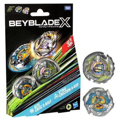 BEYBLADE X PACHET DUO BITE CROC 3-60LF SI STING UNICORN 4-60P, BEY BLADE