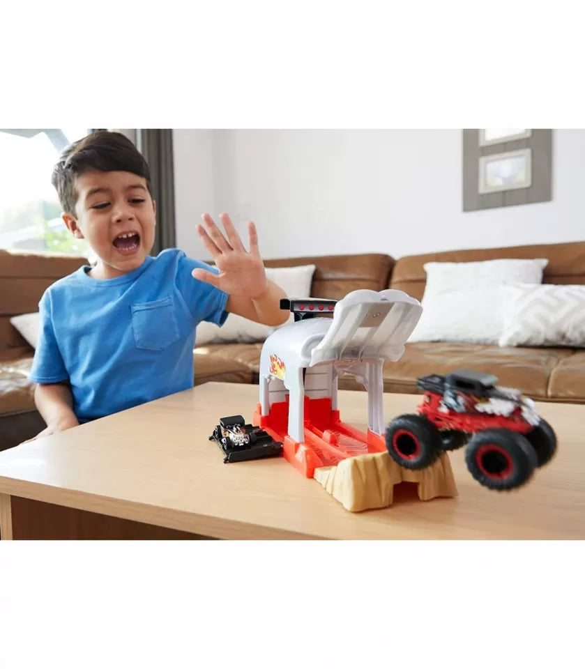 HOT WHEELS LANSATOR MONSTER TRUCK CRANIUL CU DOUA MASINUTE, HOT WHEELS - ACTION