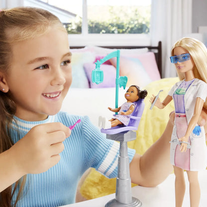 BARBIE SET DE JOACA PAPUSA BARBIE BLONDA FACE CARIERA STOMATOLOG, BARBIE - I CAN BE