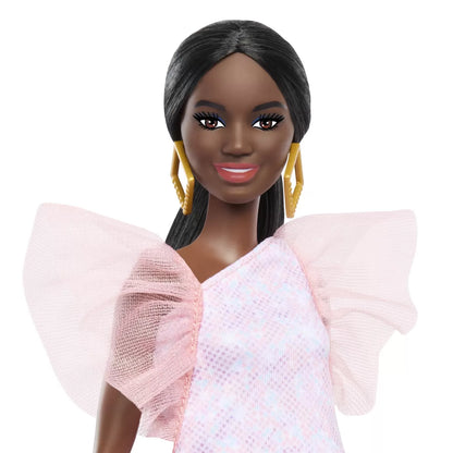 PAPUSA BARBIE FASHIONISTA  AFRO-AMERICANA CU ROCHIE PEACH, BARBIE - FASHIONISTAS