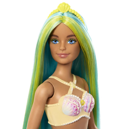 BARBIE DREAMTROPIA PAPUSA SIRENA CU CORSET GALBEN SI COADA ALBASTRA, BARBIE - DREAMTOPIA