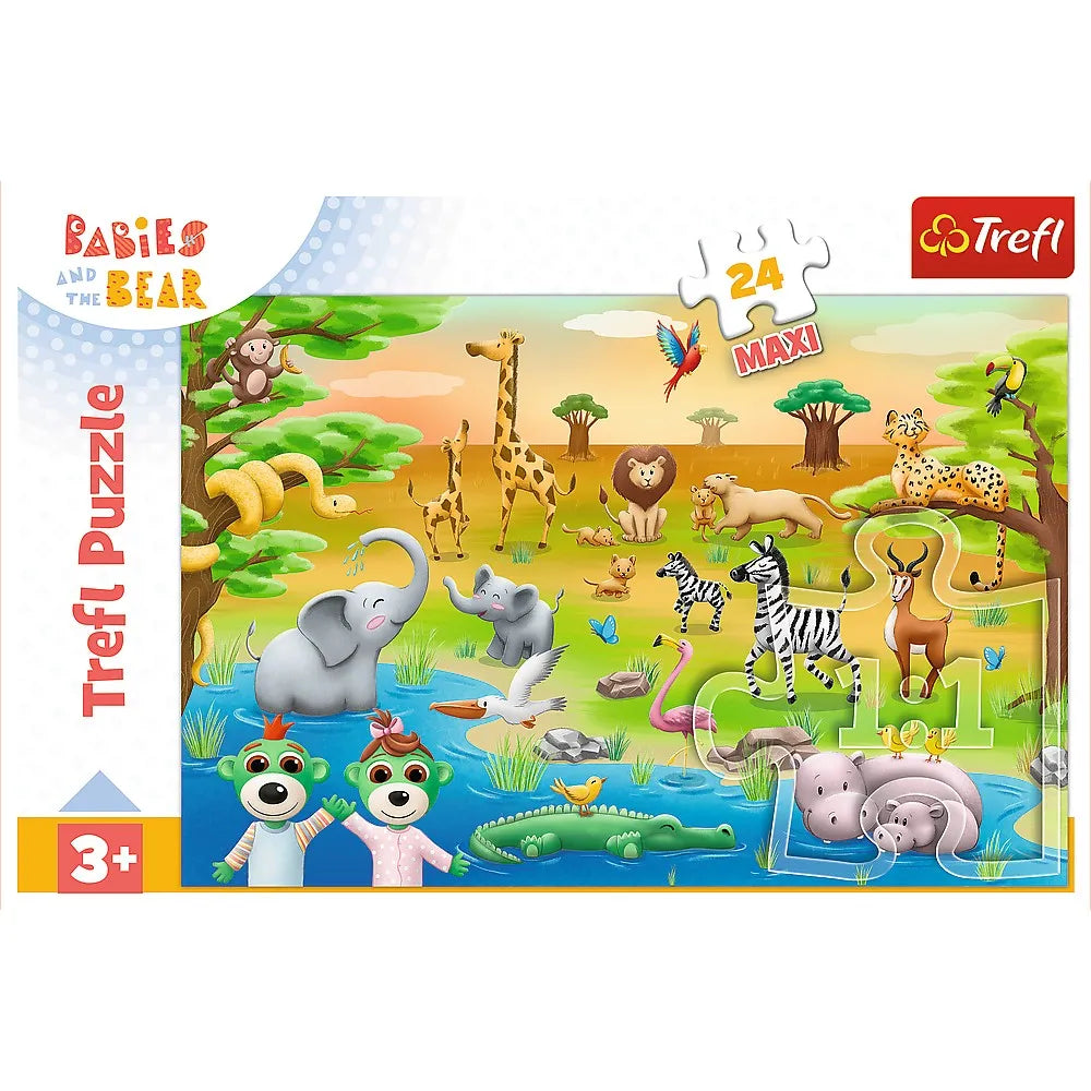PUZZLE TREFL 24 MAXI BABIES AND THE BEAR SAFARI, TREFL 24M