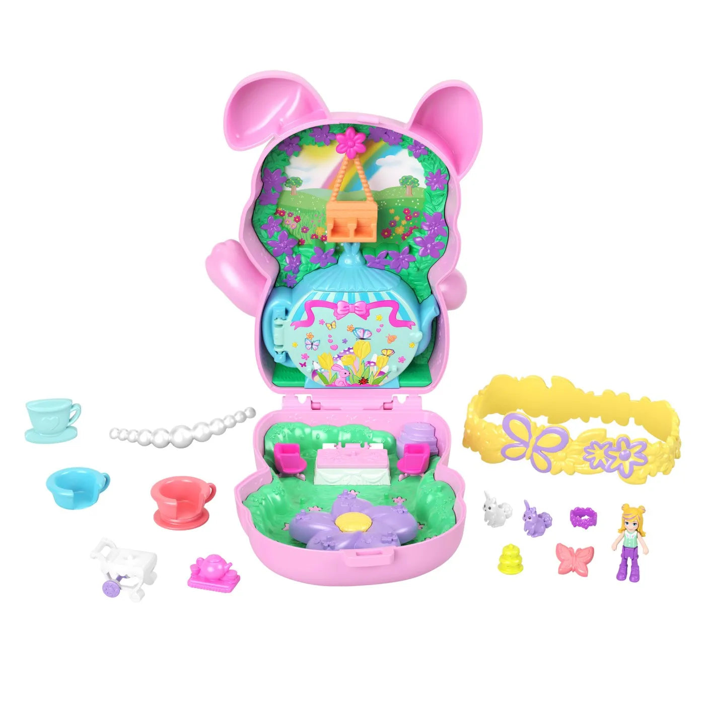 POLLY POCKET SET GENTUTA ANIMALUT IEPURAS LA PETRCERE CU ACCESORII, POLLY POCKET