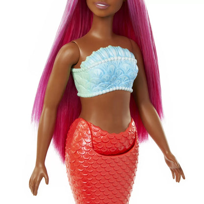 BARBIE DREAMTROPIA PAPUSA SIRENA CU PAR MAGENTA SI COADA PORTOCALIE, BARBIE - DREAMTOPIA