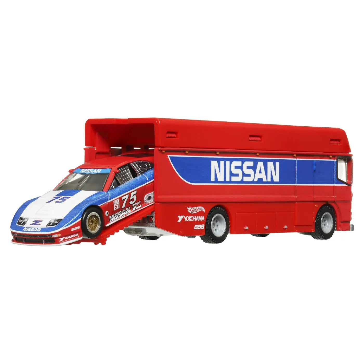 HOT WHEELS TRANSPORTATOR EURO HAULER CU MASINUTA NISSAN 300 ZX GTS SCARA 1:64, HOT WHEELS - VEHICULE