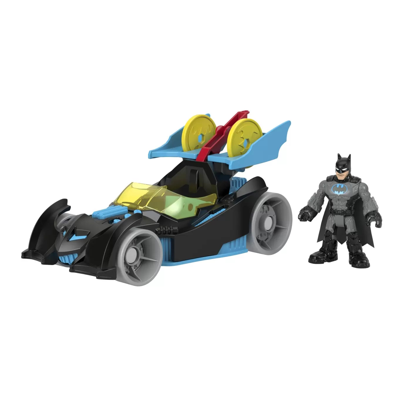 FISHER PRICE IMAGINEXT DC SUPER FRIENDS VEHICUL CU FIGURINA BATMAN CU COSTUM GRI, FISHER PRICE - DC SUPER FRIENDS