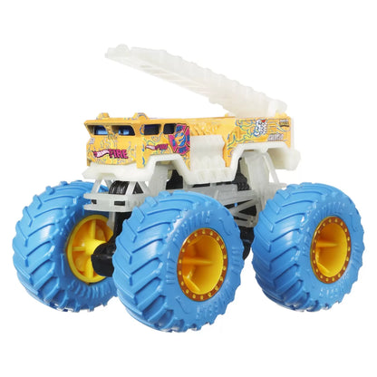 HOT WHEELS MONSTER TRUCK GLOW IN THE DARK MASINUTA 5 ALARM SCARA 1:64, HOT WHEELS - MONSTER TRUCK