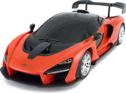 MASINA CU TELECOMANDA McLAREN SENNA PORTOCALIU CU SCARA 1 LA 18, RASTAR 1:18