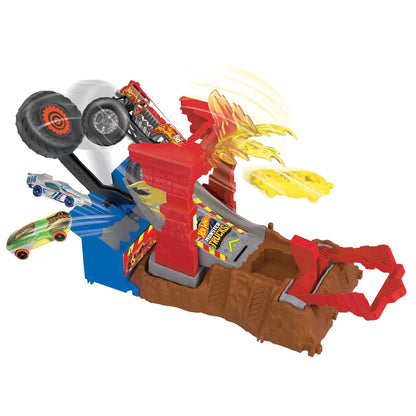 HOT WHEELS MONSTER TRUCKS ENTRY CHALLENGE ARENA SMASHERS PROVOCAREA FIRE CRASH, HOT WHEELS - MONSTER TRUCK