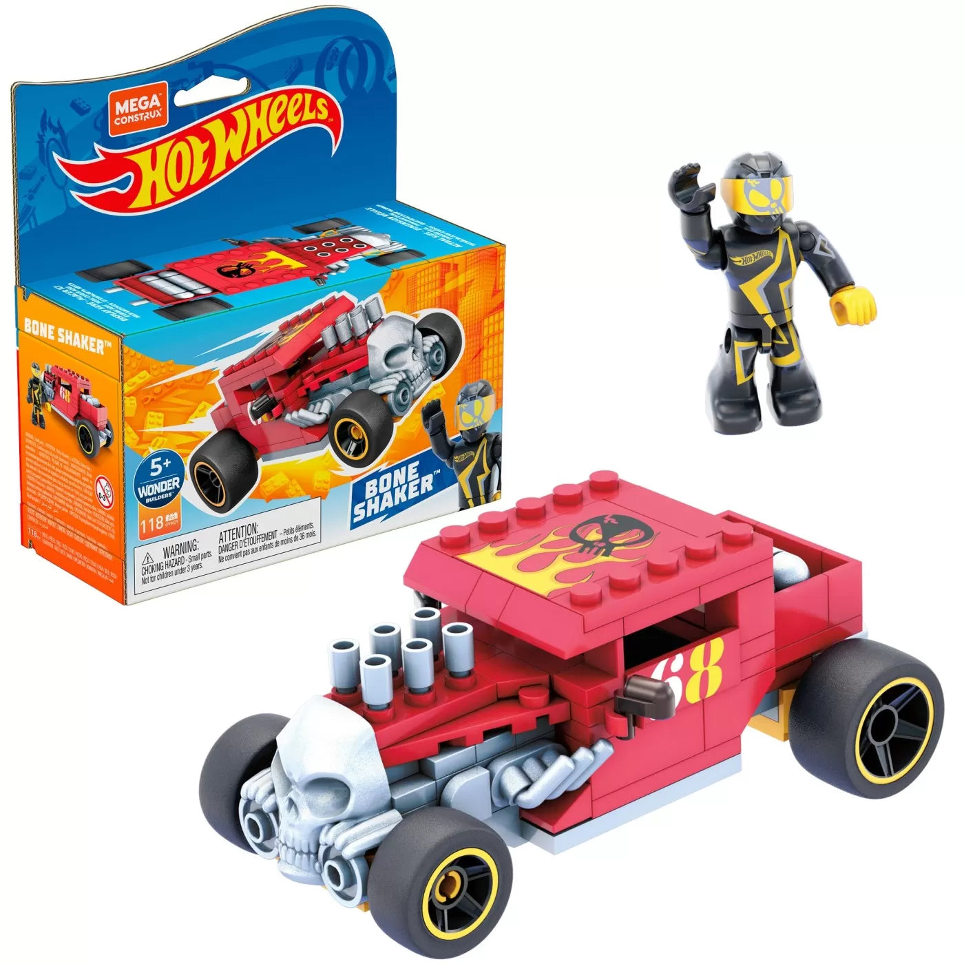 HOT WHEELS MEGA MASINUTA CONSTRUIBILA BONE SHAKER, HOT WHEELS - ACTION