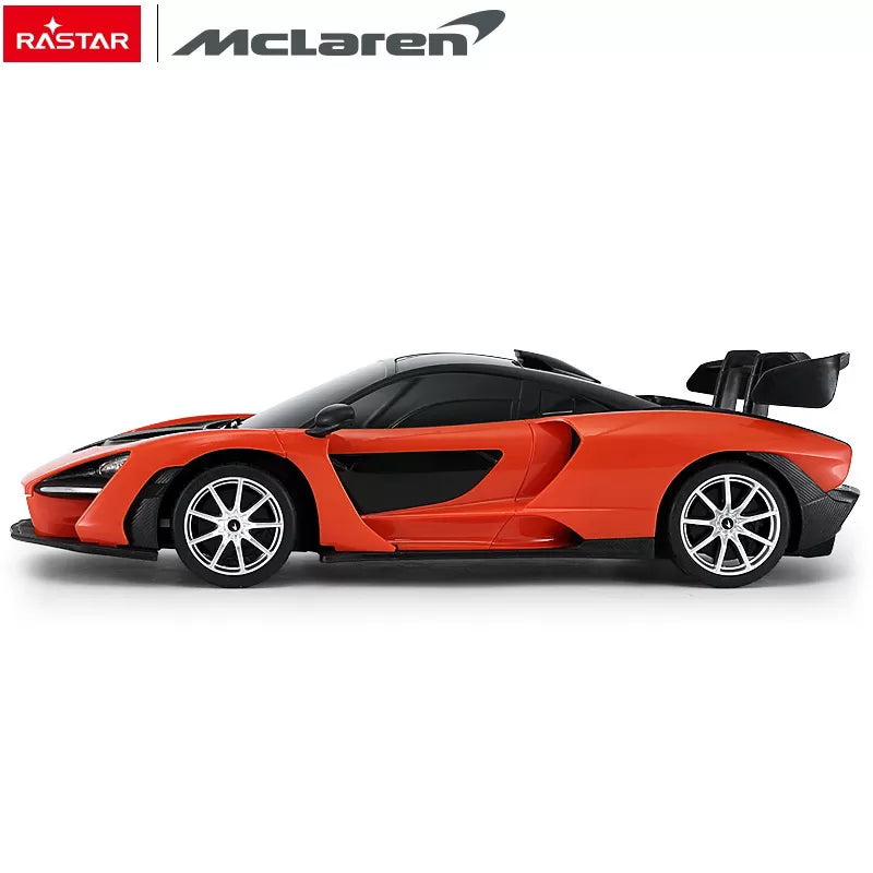MASINA CU TELECOMANDA McLAREN SENNA PORTOCALIU CU SCARA 1 LA 18, RASTAR 1:18