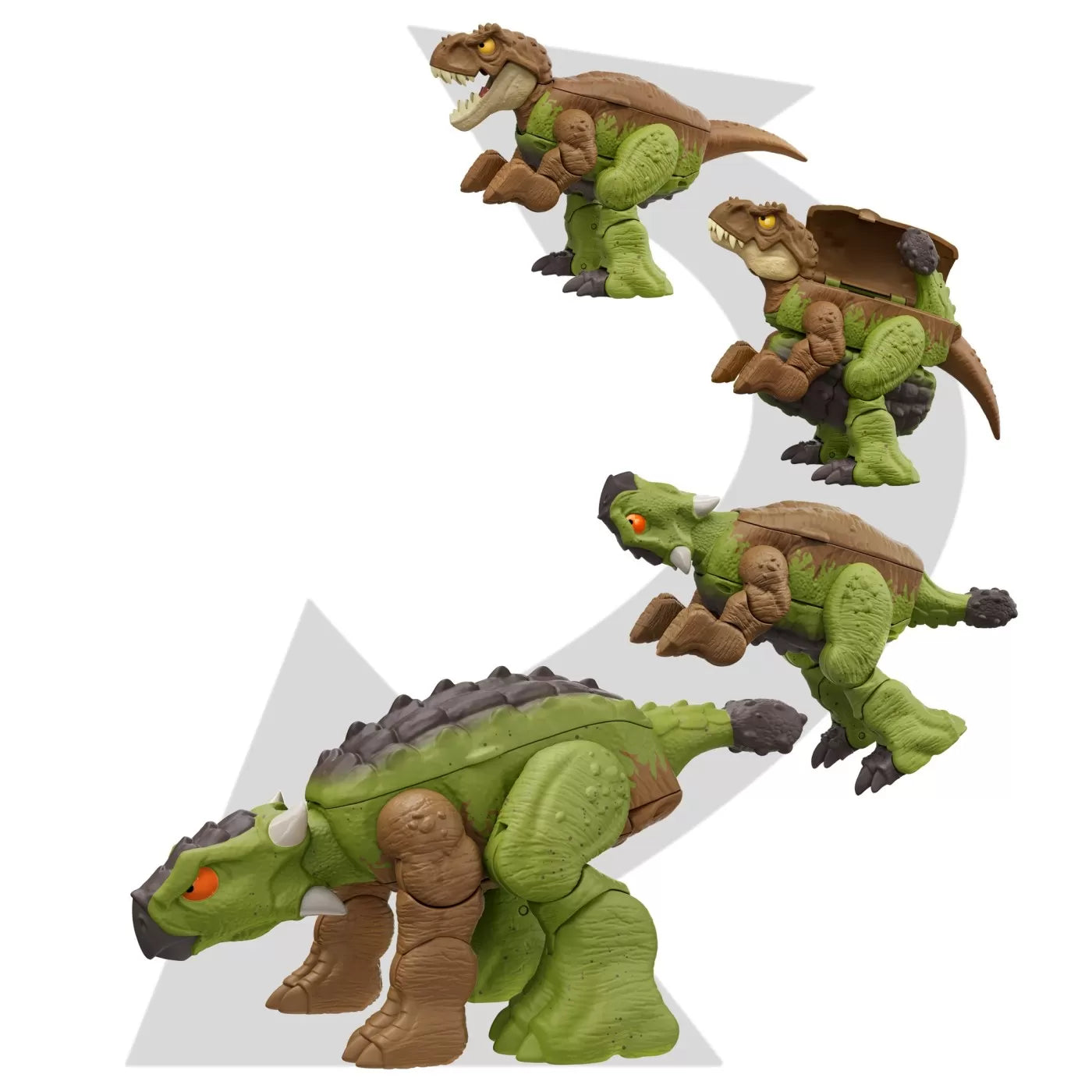 JURASSIC WORLD FIERCE CHANGERS DOUBLE DANGER DINOZAUR TRANSFORMABIL TYRANNOSAURUS REX SI ANKYLOSAURUS MARO, JURASSIC WORLD