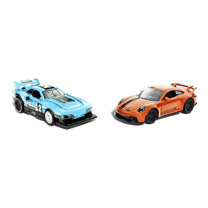 HOT WHEELS SET 2 MASINUTE METALICE PULL BACK GT-SCORCHER SI PORSCHE 911 GT3 1:43, HOT WHEELS - VEHICULE
