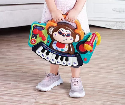 PIANINA BEBE MAIMUTICA DJ CU LUMINI SUNETE SI MICROFON, HOLA