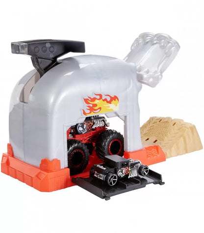 HOT WHEELS LANSATOR MONSTER TRUCK CRANIUL CU DOUA MASINUTE, HOT WHEELS - ACTION