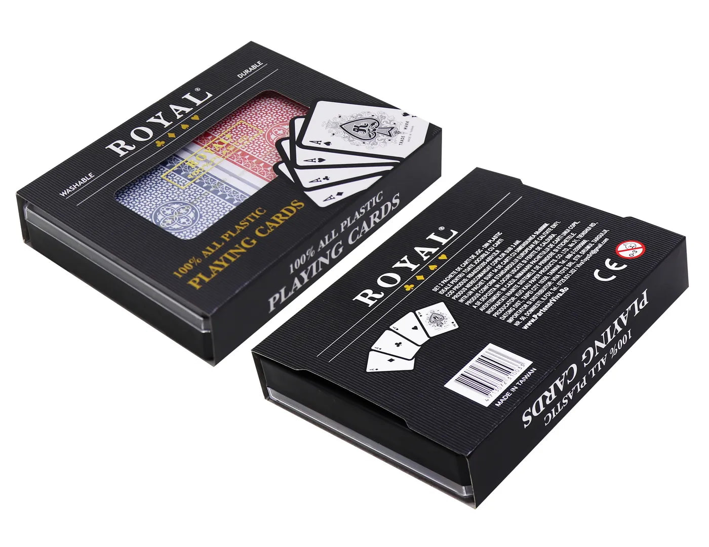 SET 2 PACHETE CARTI ROYAL CANASTA POKER DIN PLASTIC, ACCESORII
