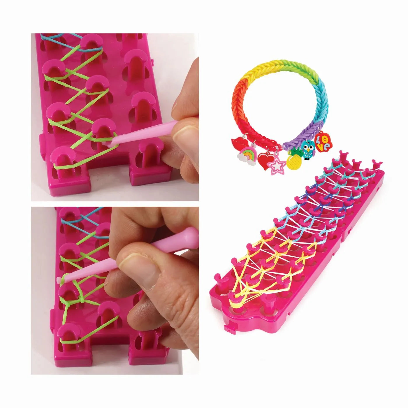 PLEXI FLEXI GHERGHEF PENTRU IMPLETIT CU 800 ELASTICE DIN CAUCIUC SI 15 ACCESORII, HAPPI HOBBI