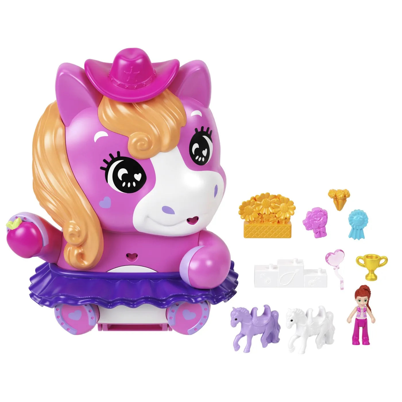 POLLY POCKET SET GENTUTA ANIMALUT PONEI LA RODEO CU ACCESORII, POLLY POCKET