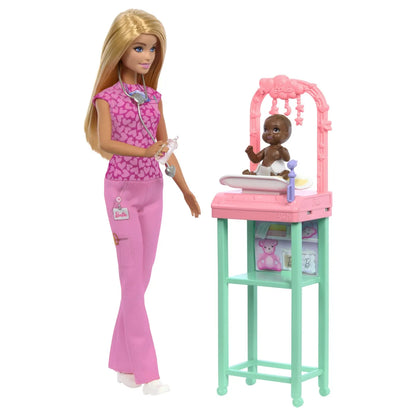 BARBIE SET DE JOACA PAPUSA BARBIE BLONDA FACE CARIERA PEDIATRU, BARBIE - I CAN BE